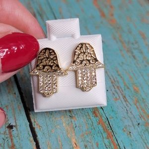 Gold plated Hamsa Stud Earrings